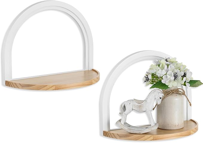 Boho Wall Decor: Decorative Floating Shelves Mid Century Modern MCM Hanging Shelf for Displaying Plants Small Items