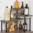 ZHWS Kitchen Countertop Organizer, Bathroom Counter Organizer, Adjustable 3 Tier Corner Shelf with 4 Metal Hooks for Counter Organize, Spice Rack, Makeups, Coffee Station Bookshelf (Rustic Grey)
