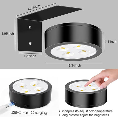 Picture Lights for Wall, 3 Lighting Modes Magnetic Art Display Light,Rechargeable Battery Operated Led Painting Light with Remote Control Dimmable & Timer,3Pack Black