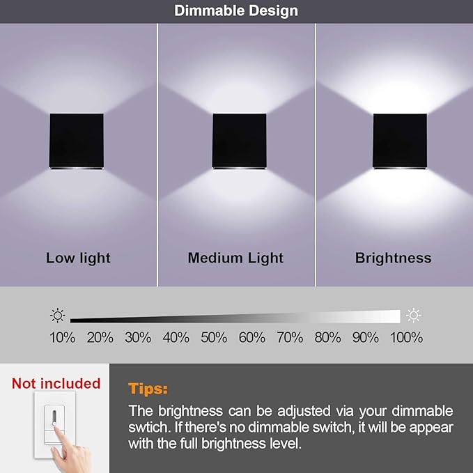 Lightess Mini LED Wall Sconces Dimmable 10W, Modern Wall Lamp Black Up Down Wall Mount Lights Mini Metal for Living Room Hallway Bedroom Decor, Cool White, O1186TP
