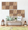WoveN SounD Artisan Acoustic Wall Panels, 16 Pack 12x12 Inch, Wood Veneer Carved Sound Proof Wall Decor, Self-Adhesive for Home, Studio, Office & Focus Zones, Cut Prism, Teak