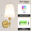 Battery Operated Wall Sconces Set of 2, Rechargeable Gold Wall Sconce with Remote Control, 12 Colors RGB Magnetic Bulb, Wireless Battery Wall Lamp for Bedroom Living Room Hallway