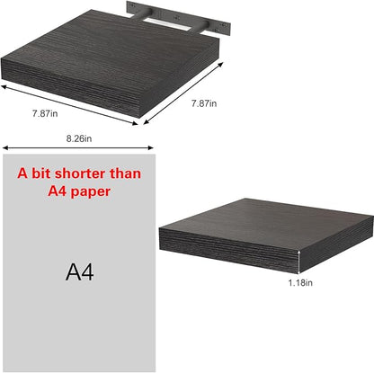 Fixwal Small Floating Shelves for Wall, 8 Inch Black Shelves Wall Mounted Shelf for Bathroom, Living Room, Bedroom, Kitchen Decor (Set of 3, 8x8)