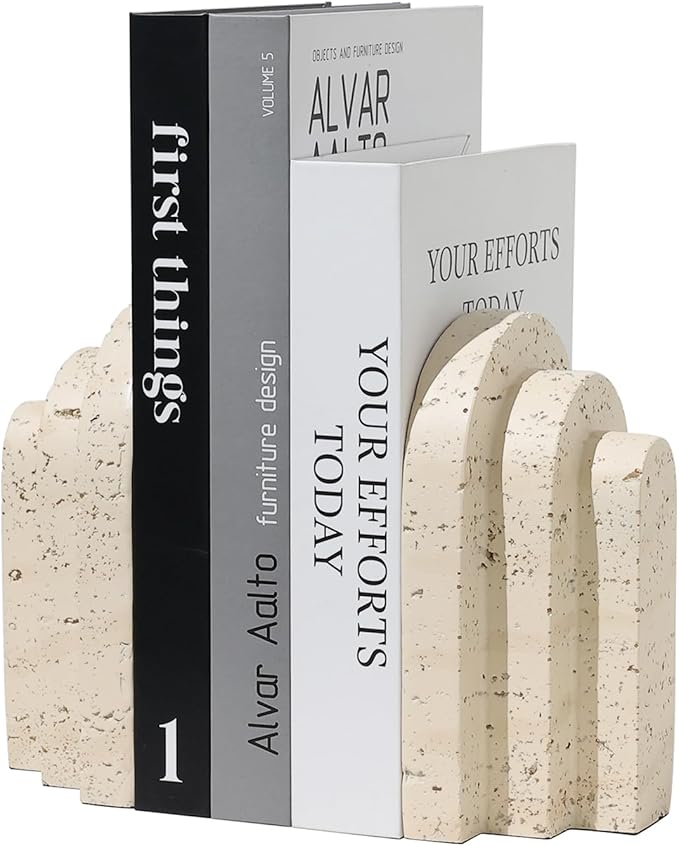 Book Ends for Heavy Books, Decorative Bookends for Shelves, Durable Book Holder & Shelf Decor, Non-Slip Book Stopper, Office Bookshelf Organizer (Set of 2)