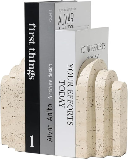 Book Ends for Heavy Books, Decorative Bookends for Shelves, Durable Book Holder & Shelf Decor, Non-Slip Book Stopper, Office Bookshelf Organizer (Set of 2)