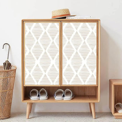 Modern White and Beige Peel and Stick Wallpaper Stripe Removable Wallpaper Vinyl Waterproof Contact Paper Shelf Paper Drawer Liner Roll for Bedroom Living Room.Neutral 17.7"x480"