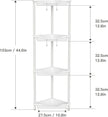 Orimade Rustproof 4 Tier Floor Standing Corner Shower Caddy Organizer, Plastic Metal Splicing Floor Corner Shelf Rack Stands for Bathroom, White