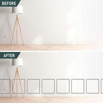 Melkus Peel and Stick Wall Molding Kit, 3 Sets 18“x20" Precut Wainscoting Panels, Self Adhesive Molding Trims for Interior Wall Décor