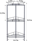 3 Tier Floor Standing Corner Shower Caddy Organizer Shelf with Hooks, Bathroom Shelves Stand Rack, Dark Gray