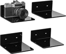 6 Inches Small Black Wall Shelves, Moisture-Proof, Space Saver, Wall Mounted Display Shelf Rack for Bedroom, Living Room, Kitchen, Dining Room, Bathroom, 4 Pack