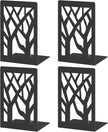 VFINE 4-Piece Modern Metal Bookends for Shelves, Black Tree Book Ends for Books, Decorative Book Organizer for Desk, Non-Skid Shelve Bookends for Home Office