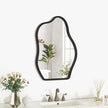Irregular Mirror for Wall Decor Modern Asymmetrical Small Wall Mirror with Wooden Framed Unique Shape Vanity Artistic Cloud Mirror Decorative for Living Room Bedroom Bathroom