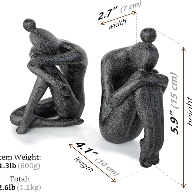 Ambipolar Yoga-Style Black Decorative Bookends, Resin Book Stand to Hold Books Heavy Duty, Book Stoppers for Home Decor, Office Desk, Living Room Decor. Black. Book Ends for Shelf