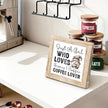 Coffees Wood Sign Just a Girl Who Loves Gnomes and Coffee Handcrafted Coffees Decor Funny Wooden Sign For Kitchen Home Office Bar Decor Cute Coffee Lover Gift Square Wood Cafe Art 5.9x5.9 Inch