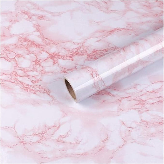 practicalWs 15.7in x 472.4in White/Pink Marble Stick Paper Peel and Stick Countertops Self-Adhesive Vinyl Watertight Wallpaper Great As Cabinets Drawer Shelf Wall Crafts Wall Paper Decorations