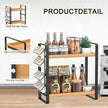 Coffee Station Organizer for Counter,Condiment Storage Caddy for Kitchen,2 Tier Wooden Shelf for Coffee Bar Accessories,Coffee Bar Organizer for Kitchen, Home, Office-Brown