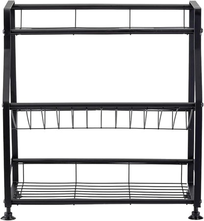 Epsilon 3-Tier Spice Rack and Dish Rack – Vertical Seasoning Organizer with Kitchen Shelf Storage for Efficient Spice Organization & Countertop Dish Drying