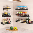 Hoshen Kitchen Hanging Buckle Spice Rack, Wrought Iron Coating Storage Rack, Wall-Mounted Spice Bottle Jam Storage Rack, Bathroom Storage Rack，1 Piece ，Black，30CM