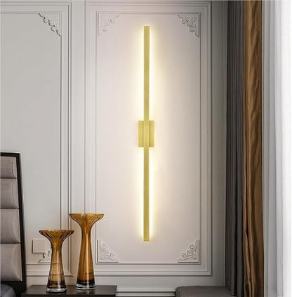Black Linear Wall Sconce Minimalist Hardwired Indoor Wall Light Fixture for Hallway Living Room Bedroom Modern Decorative Lighting(Gold,80cm)