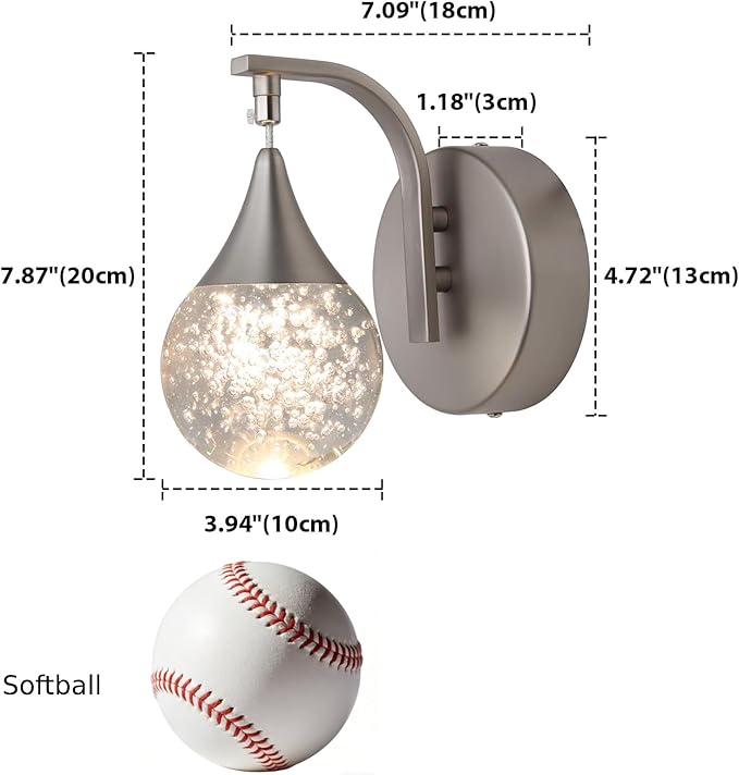 Wall Sconce Indoor, LED Modern Crystal Wall Sconces, Bubble Sconce Wall Lighting for Bedroom Dining Room Living Room Hallway Vanity Bathroom, Nickel