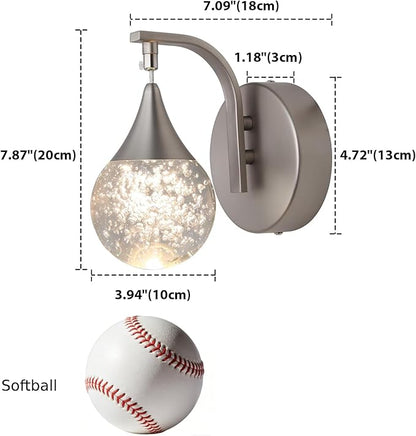 Wall Sconce Indoor, LED Modern Crystal Wall Sconces, Bubble Sconce Wall Lighting for Bedroom Dining Room Living Room Hallway Vanity Bathroom, Nickel