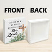 Christian Home Decor Wooden Bible Verse Sign, As For Me and My House We Will Serve the Lord Joshua 24:15, Rustic Religious Cross Farmhouse Desk Shelf Living Room Faith Decoration