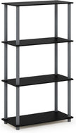 Furinno TURN-N-TUBE Storage Shelves, 4-Tier Toolless Book Shelf, Corner Shelf, Toolless Open Shelves, for Organization and Storage, Living Room, Garage, Home Office, Black