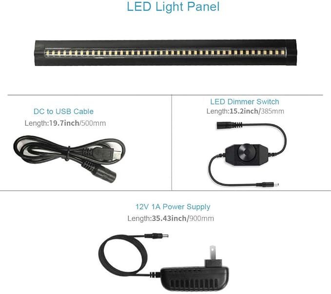 13 inch LED Under Cabinet Lighting, 12V 5W Ultra Thin Plug in Counter Light, Dimmable Warm White, CRI90 Under Counter Lights for Kitchen, Shelf, Workbench, Cupboard