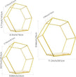 3 Pieces Hexagon Floating Shelves, Hexagon Wall Shelves, Gold Metal Wall Shelves with Wooden Panels – Modern Wall Decor for Bedroom, Living Room & Office Storage (Gold)