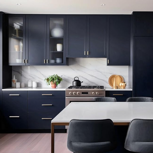 Peel and Stick Wallpaper - Navy Blue, Dark Blue Contact Paper for Cabinets, Bathroom, Bedroom, Kitchen Cabinet - Removable, Self-Adhesive Wallpaper - 17.3" x 197" Solid Color
