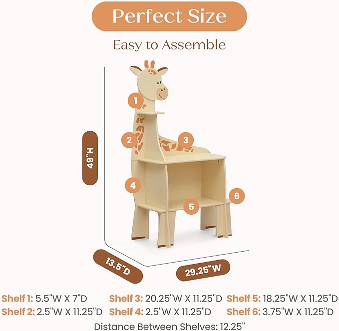 Delta Children Giraffe Bookcase - Greenguard Gold Certified, Yellow