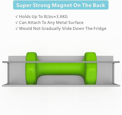 Magnetic Spice Rack For Refrigerator, Space Saving Magnetic Shelf For Fridge Grey 4 Pack
