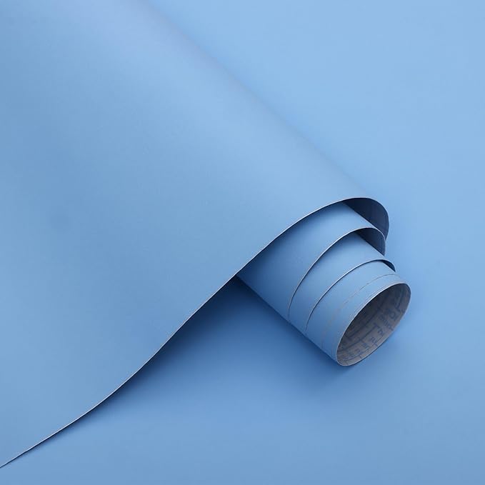 15.7" x 787" Light Blue Peel and Stick Wallpaper Blue Contact Paper Waterproof Self Adhesive Wallpaper Removable Easy to Clean Vinyl Decorative for Desk Wallcovering Furniture Cabinet