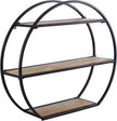 Industrial Style Semi-Circle Shaped Wall Shelves, 3 Tier Decorative Floating Ledge Shelves, Wall Mounted Metal Bracket Wooden Display Hanging Shelf