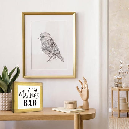 Wine Bar Signs, Box Sign Wood Desk Sign Decors, Wine Bar Decor Set, Decorative Wooden Table Top Decoration, Farmhouse Home Decor for Shelf, Country Style Home Bar Decoration, Coffee Signs A