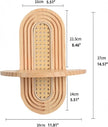 4-Shelf Bohemian Rattan Wall Shelf, Vintage Arched Design, Easy to Install Wood & Rattan, Suitable for Bedroom, Living Room, Office & Balcony