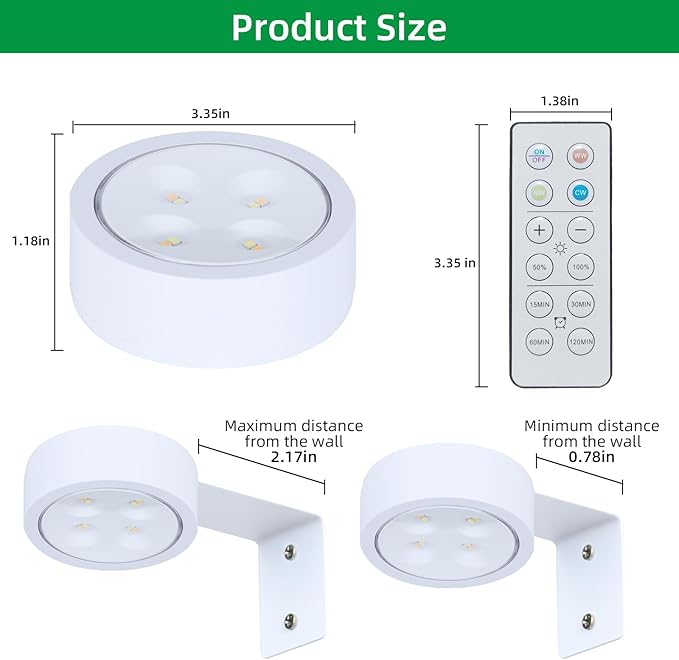 2 Pack Wireless Picture Lights for Wall, Magnetic White Rechargeable Picture Light Battery Operated with Remote 3 Lighting Modes Painting Light for Art Display, Battery Wall Lights for Photo Gallery