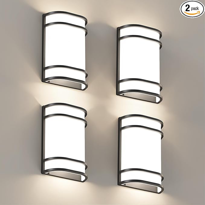 Led Wall Lights Indoor- 10 Inch Modern Wall Sconce Lighting 3000K/4500K/6000K Adjustable Led Wall Lamps for Hallway, Staircase, Corridor, Bedroom, Living Room, Kitchen (Black, 4 Pack)
