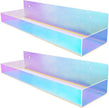 TLBTEK 2 Pcs 15 inch Iridescent Rainbow Floating Shelves,Colorful Acrylic Irridescent Floating Shelves Wall Mounted Storage for Bathroom, Bedroom, Living Room, Kitchen (Without Edge)