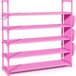 Shoe Rack for Closet Shoe Organizer Space Saver Storage for 20-25 Pair Shoe Shelf with Hook and Side Pocket Free Standing 5 Tier Shoe Rack Organizer for Entryway,Small Spaces, Pink