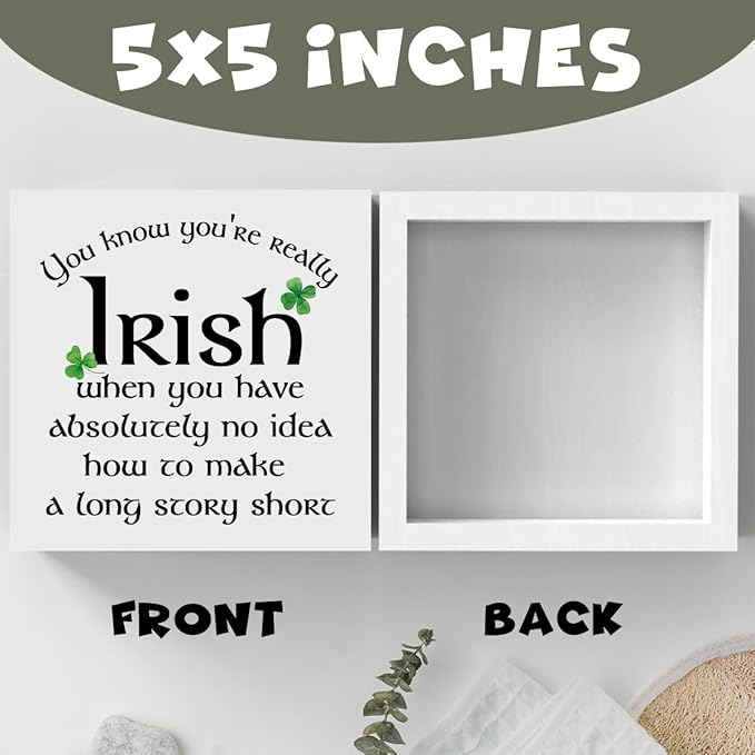 Irish Blessing Decor St. Patricks Day Decorations Rustic Wood Sign Home Tabletop Desk Decor St Patrick's Day Decorations 5 X 5 Inches