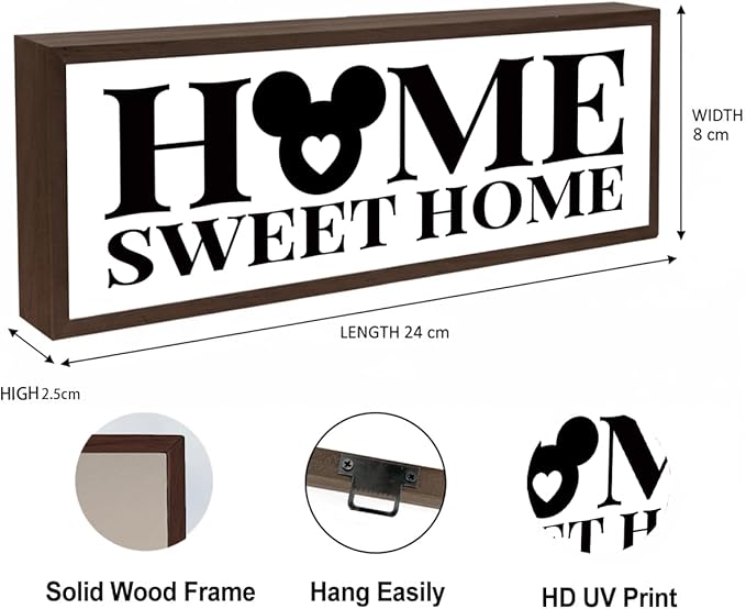 Home Sweet Home Sign, Decorative Wooden Signs and Plaques, Front Door Porch Decors, Living Room Decors, Farmhouse Decoration for Wall or Tabletop, Housewarming Decor
