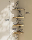 Alsonerbay Wall Mount Corner Shelves 4 Tier Floating Corner Storage Wood Shelves Decorative Rustic Radial Shelf in Cat Shape Carbonized Black