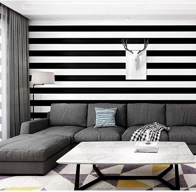 Guvana Stripe Black and White Peel and Stick Wallpaper Self-Adhesive Wallpaper 118