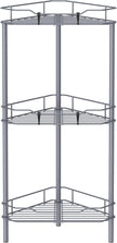 3 Tier Floor Standing Corner Shower Caddy Organizer Shelf with Hooks, Bathroom Shelves Stand Rack, Dark Gray