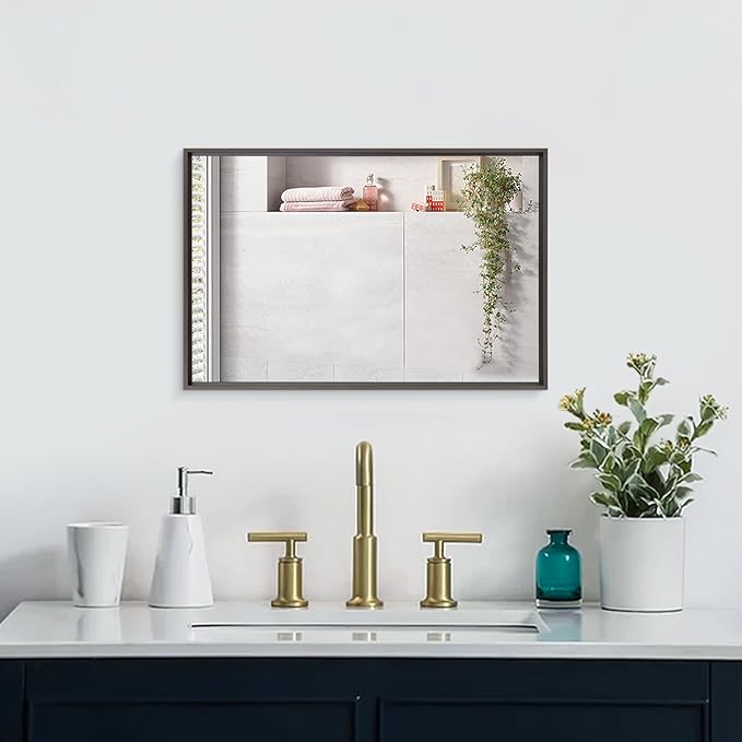AAZZKANG Rectangular Metal Frame Mirror Retro Bathroom Bedroom Wall Mirrors Home Decor 20