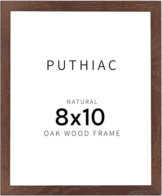 puthiac Walnut Wood Picture Frame, 8x10 inches, 1 Pack, Natural Solid Wooden Frame for Wall Art Photo and Prints