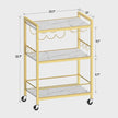 TUTOTAK Bar Cart - Serving Cart for Home - Microwave Cart, Drink Cart, Mobile Kitchen Shelf with Wine Rack and Glass Holder, Rolling Beverage Cart BC01BMG030