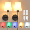 Rechargeable Wall Sconces Set of 2-80H Battery Life, Dimmable 12 Colors, 22.6