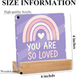 You Are So Loved Heart Acrylic Sign, Purple Acrylic Office Desk Accessories Decoration, Inspirational Dorm Room Decor for Room Playroom Shelf Table Decorative Accessories Gifts for Friends Family